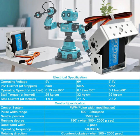 Dual Axis Waterproof 35Kg Servo For Robot Arm RDS3235 High Torque Full Metal Gears With U Mounting Bracket 180 Degree Control