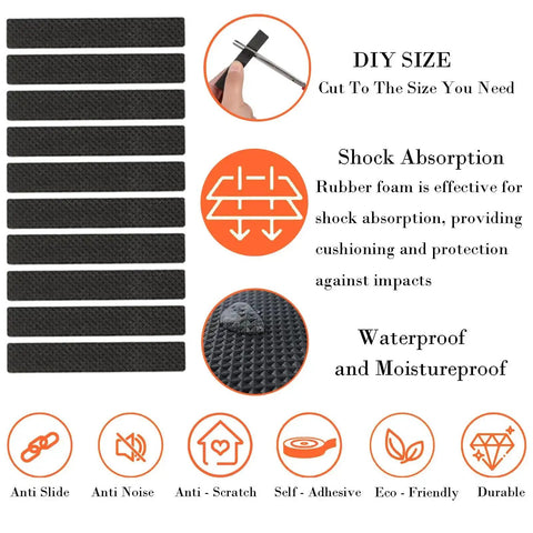 Non Slip Furniture Pads 30 Pack Brown Self Adhesive Rubber Floor Protectors For Hardwood Floors features and benefits illustration