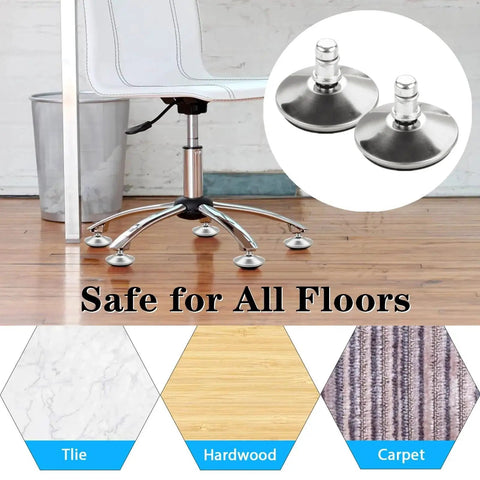 5 Pack Bell Glides for Office Chairs Replacement Feet Anti Slip Low Profile Fixed Stationary Supports for Wood Floors and Carpet