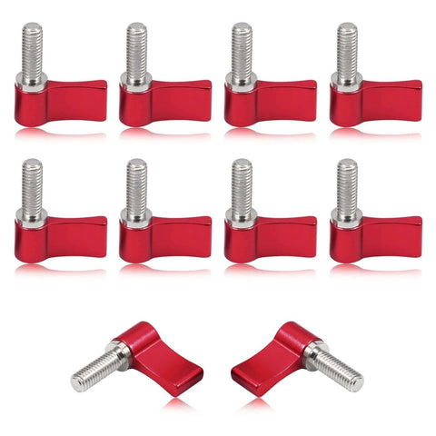 10 Pack M6 17mm Thumb Screws With Handle Red Rotating Knob Adjustable Lever Single Wing Easy Install No Tools Required