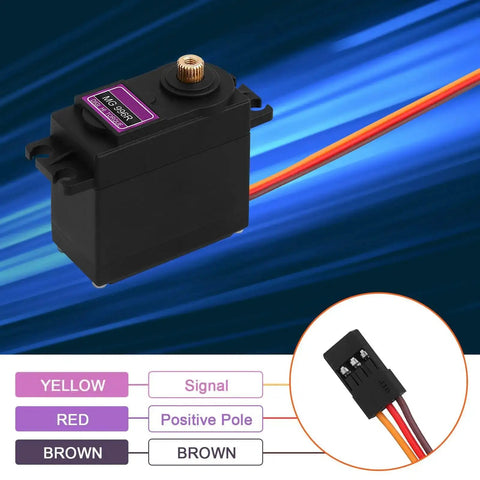 MG996R Servo Motor Upgrade With 55G Metal Gear Torque Digital RC Servo for Futaba JR, wiring diagram and connectors visible