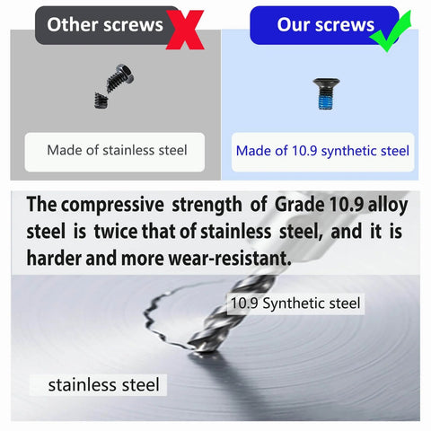 Comparison of stainless steel screws vs 10.9 synthetic steel screws for Heavy Duty Battery Tray Screw Kit For Red Dot Sights