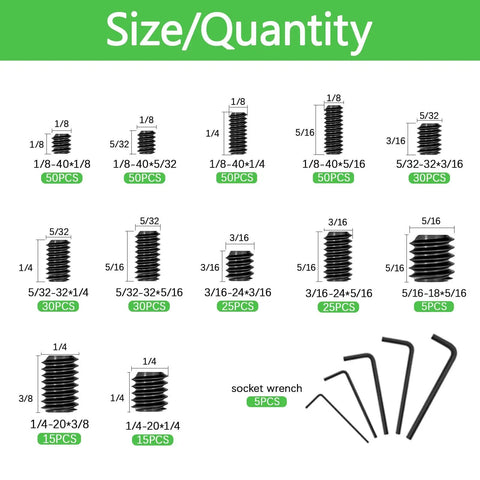 Pro Grade 1010 Piece Set Screw Kit With 25 Sizes For Metric And SAE Threads, showing various screw sizes and socket wrenches