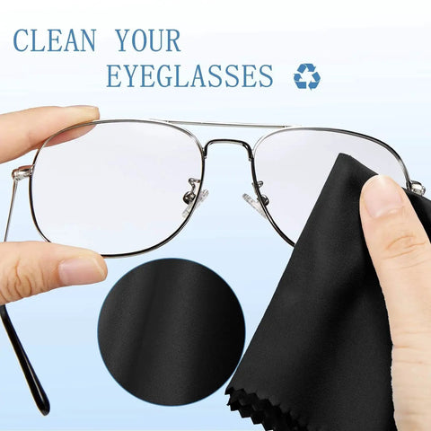 Microfiber Cleaning Cloths For Glasses And Screens 50 Pack 6x7 Inches in use cleaning eyeglasses with black cloth