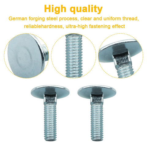 Elevator bolts, zinc-plated rust-resistant, 3/8-16 x 1-1/2, flat head, set of 10