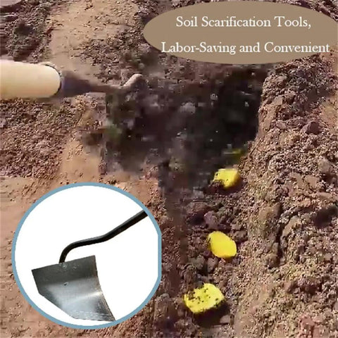 Soil Turning Hoe Triangle Garden Tool Head Only For Weeding Planting Digging Manuring Ridging Leveling And Landscaping Hardened All Steel Plow Hoe With Bronze Finish Heavy Duty Garden Cultivator For Year Round Yard Work in action