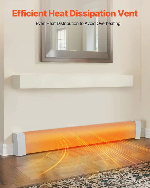 5 Ft Baseboard Heater Cover, Heavy Duty Steel Front Panel For Electric Heating Unit, in living room, heat dissipation view