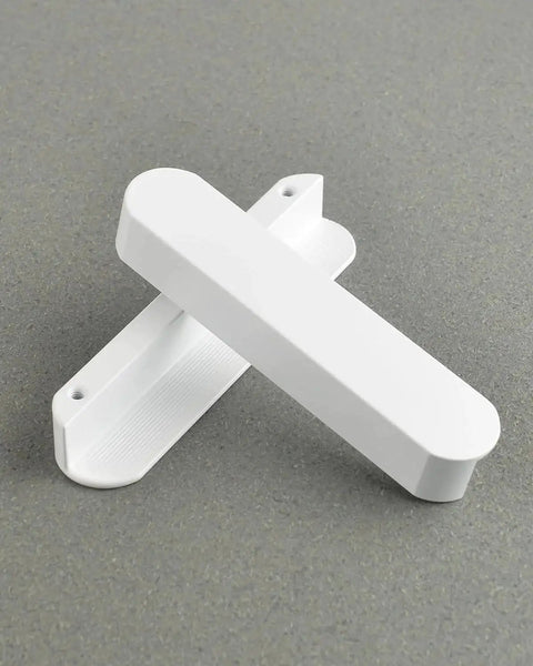 Matte White Kitchen Cabinet Handles Pack Of 5 Cup Pulls showcasing modern aluminum design on gray surface