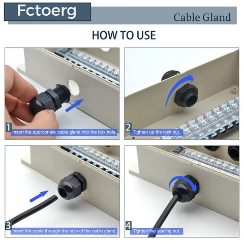 Installation guide for Waterproof Cable Glands 2 Pack Nylon PA66 With Rubber Seal IP68 Dual Seal Strain Relief Cord Grip Connector