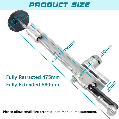 Amazon JQDML DC 24V reciprocating linear actuator with telescoping rod, speed controller, and black suction cup