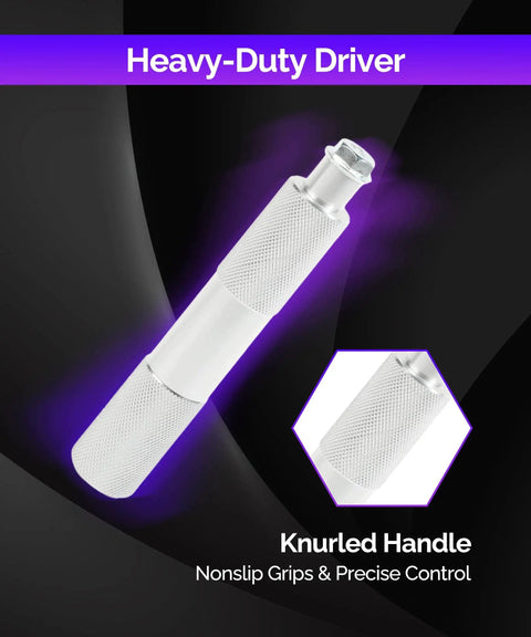 Heavy-duty knurled handle from Bearing Race And Seal Driver Set With Seal Driver And Nine Bearing Adapters For Wheel Bearing Installation.