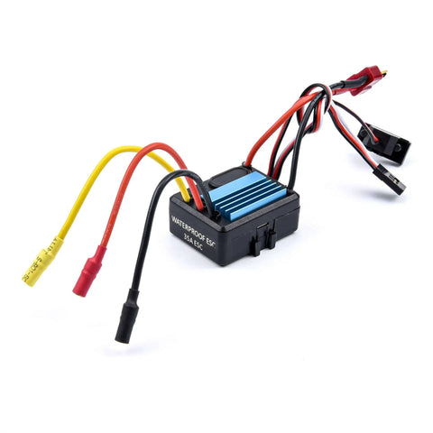 Waterproof 35A Brushless ESC for 1/14, 1/16, 1/18 RC cars and trucks, 2-3S battery support, 5V 2A BEC, heat dissipation design