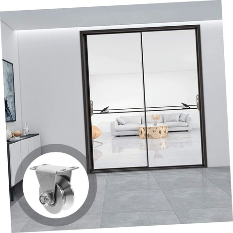 2 Pack Stainless Steel Pulley Track Wheel Set For Sliding Gate Guide Roller installed on glass sliding doors