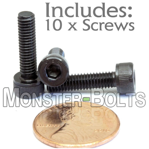 M4 Socket Head Cap Screws 15mm Long DIN 912 ISO 4762 Alloy Steel Black Oxide 12.9 Grade 10 Pack with penny for scale