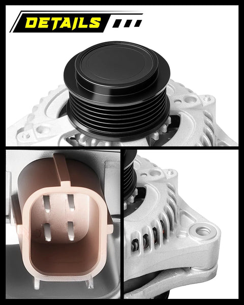 Close-up of Beefed Up Replacement Alternator For Honda Odyssey 2014 2015 2016 2017 Ex Ex Lx Touring Elite Se V6 12V 130A