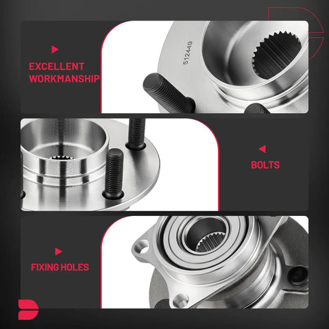 Close-up view of Rear Wheel Bearing And Hub Assembly 2 Pack For Mazda CX 9 2007 Through 2015 5 Lug Compatible Replacement Kit