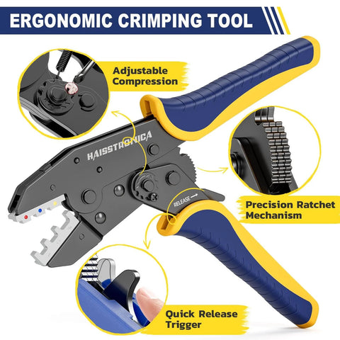 6 In 1 Ratcheting Crimping Tool Kit With Wire Stripper And 6 Interchangeable Dies for heat shrink insulated non insulated connectors