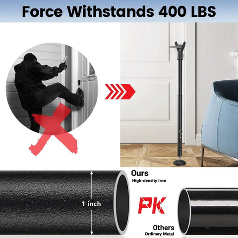 Three In One Sliding Door Security Bar 3 Pack Adjustable From 20.5 To 51.8 Inches With Removable Catches, installed view