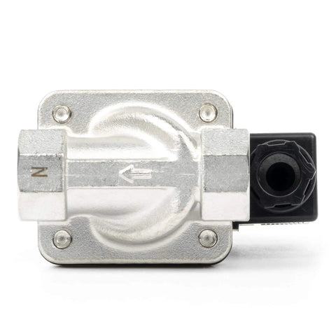 1/2 Inch Stainless Steel Solenoid Valve, 110V AC Normally Closed Electric Valve with Viton Seal, top view, corrosion-resistant