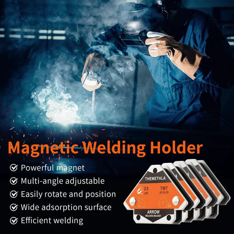 Heavy Duty Magnetic Welding Magnets Set Four Pieces, Each Holds Up To 25 Lb, Pro Grade Adjustable 45 90 135 Degree Angled Clamps For Welding Projects