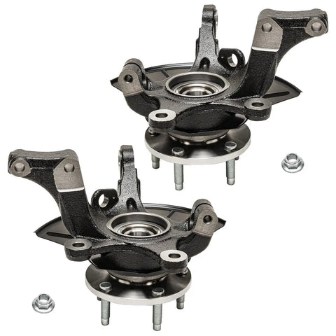 Front Steering Knuckles And Wheel Hub Bearing Kit With 2 Outer Tie Rods For Ford Escape 2005 To 2012, Mercury Mariner 2006 To 2011, Mazda Tribute 2010 To 2011 Includes 2 Knuckles And 2 Hub Bearings Ready To Roll