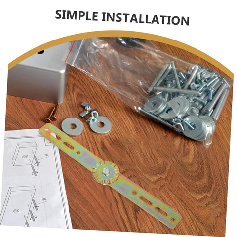 Adjustable Angle Hinge For Bed Sofa And Cupboard By Alipis Beefy Heavy Duty Auto Reset with screws and installation guide on table