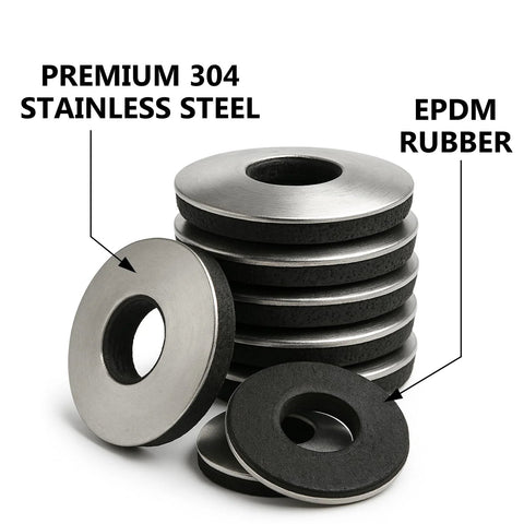 100-pack #8 EPDM bonded sealing washers with 304 stainless steel backing