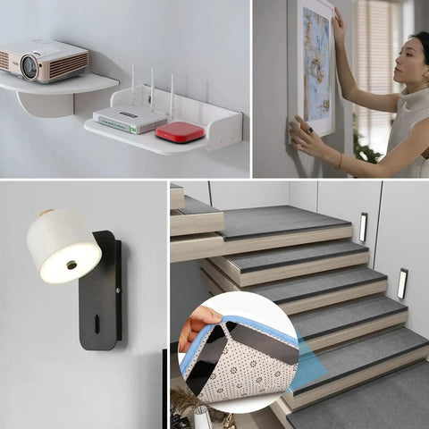 16 Set Pack Hook And Loop Tape Sticky Back 1 In By 4 In Double Sided Adhesive Strip in use for home decor and organization.
