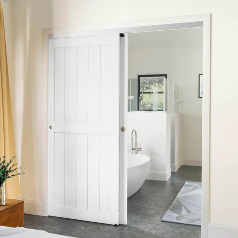 96-Inch Bypass Sliding Door Hardware Kit For Cabinets And Closets Aluminum Alloy With Finger Pull 2-Door System Smooth And Quiet Operation Fits 45.5-Inch Wide Door Panels No Door Included