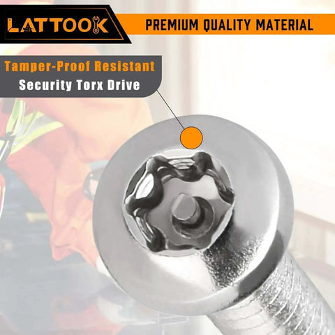 Tamper-proof resistant security Torx drive from 180-Piece No 8 Torx Security Screws Kit With Pro Grade 304 Stainless Steel Button Head Self-Tapping Sheet Metal Screws Anti Theft Tamper Proof Includes T20 Bit And Wrench