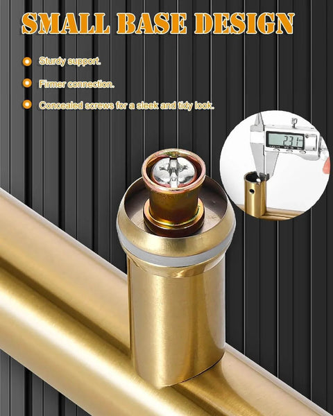 Titanium Gold Round Barn Door Handles Set, showing small base design with concealed screws and sturdy support, side view.