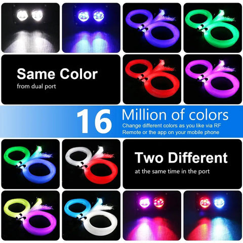 Dual Color 20W Fiber Optic Starlight Headliner Kit With 1200 Strands, RGBW Light Source displays 16 million colors and dual color options