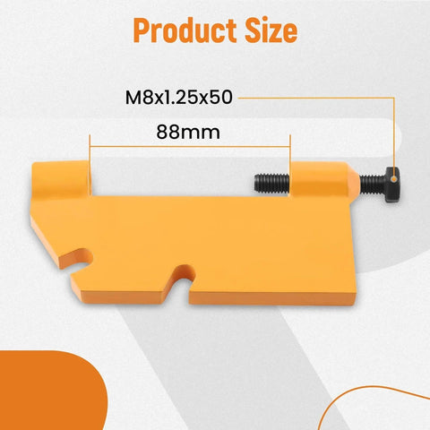 Yellow Door Hinge Puller For Astro And Safari Vans Hinge Pin Removal Tool, showing product in Q235 steel with M8 bolt dimensions.