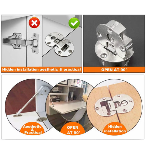 2 Pack Drop Down Gas Struts For Cabinet Doors 100N 22Lbs Soft Close Damper Concealed 90 Degree Hinges illustrated in various uses