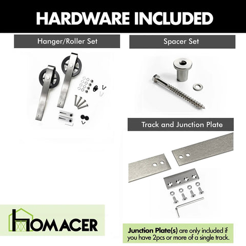 Brushed Nickel Sliding Barn Door Hardware Kit For Double Doors 7 Foot Flat Track Spoke Wheel Rollers Heavy Duty Interior Use