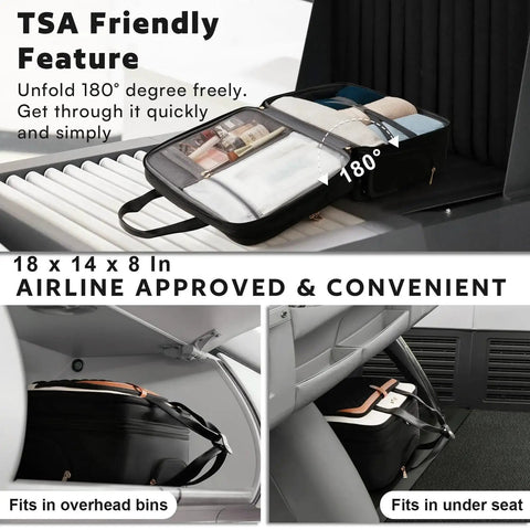 Rolling Laptop Bag For Women On The Go With Waterproof Pocket 16 Inch Computer Case in overhead and underseat compartments.
