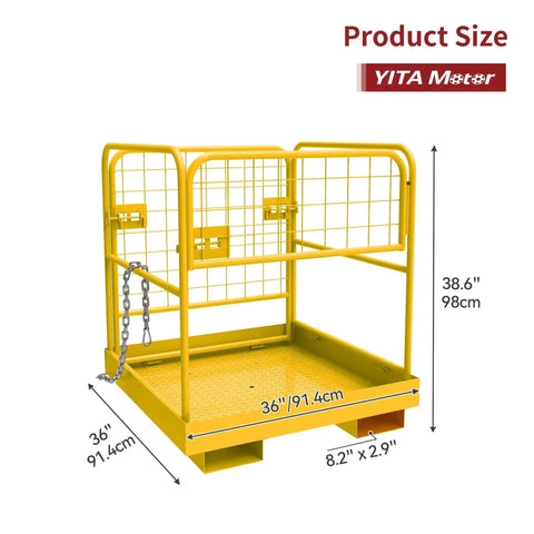 36x36 Forklift Safety Cage 1200 Lb Heavy Duty Collapsible Work Platform with chains and anti-corrosion coating