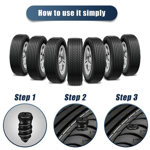 How to use 60 Piece Tire Repair Nails Kit With Rubber Plugs For Quick Puncture Fixes DIY Self Service Vacuum Tire Repair Tools For Auto Motorcycle Car Truck Tractor NQEUEPN illustration with steps.