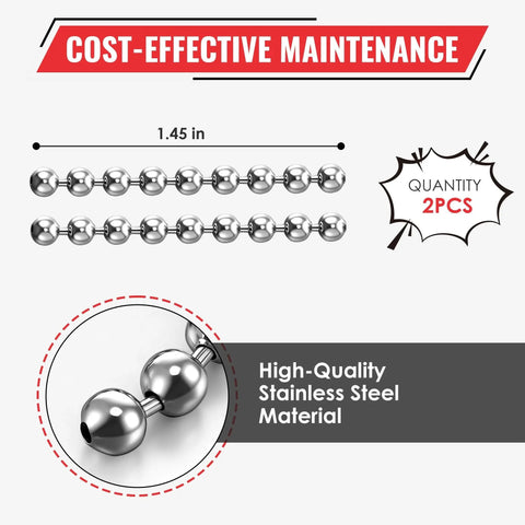 Replacement Chain And Ball Set For Wakit Grinder RollBotz, Stainless Steel Ball And Chain Assembly, 1.45 in length, 2-pack