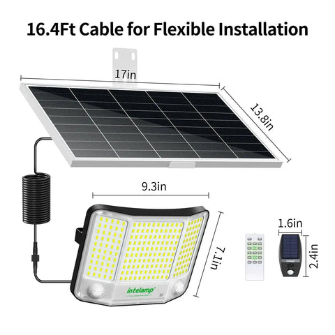 Solar Flood Lights Outdoor Waterproof No Wiring Needed With Remote 20000mAh 4000LM Linkable Dual Motion Sensor Security Floodlight
