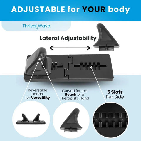 Fully Adjustable Psoas Release Tool For QL Hip Flexor Back Hamstring Glute Iliacus And Neck Pain With Trigger Point And Myofascial Release For Deep Tissue Massage Head Attachments For Self Massage At Home And Easy Grip Design, featuring lateral adjustability and interchangeable heads.
