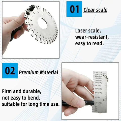 Two Pack Stainless Steel Wire And Metal Sheet Thickness Gauges Dual Sided Portable Welding Thickness Gauge For Pro Grade Accuracy