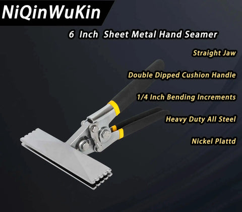 6 Inch Hand Seamer With Straight Jaw For Sheet Metal Bending And Flattening, ergonomic handle, steel construction, easy grip