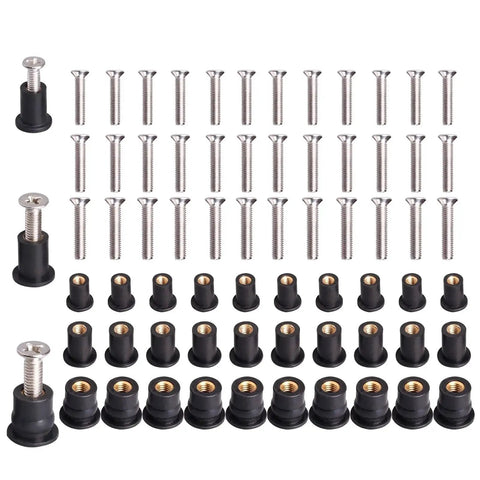 36 Pairs M4 M5 M6 Neoprene Well Nuts With Stainless Steel Screws Kit For Kayak Boat Marine Windscreens And Motorcycles Includes Rubber Well Nuts