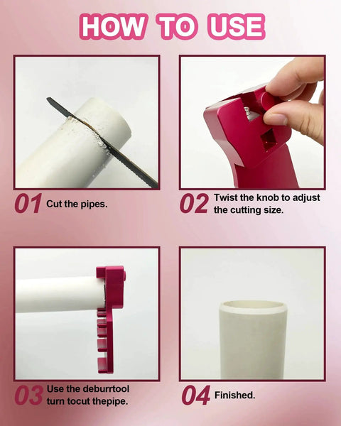 How to use the Nine In One PVC Pipe Deburring Tool With Adjustable Chamfer, Covers 0.5 To 4 Inch Pipes, Works On SCH40 PVC And CPVC.
