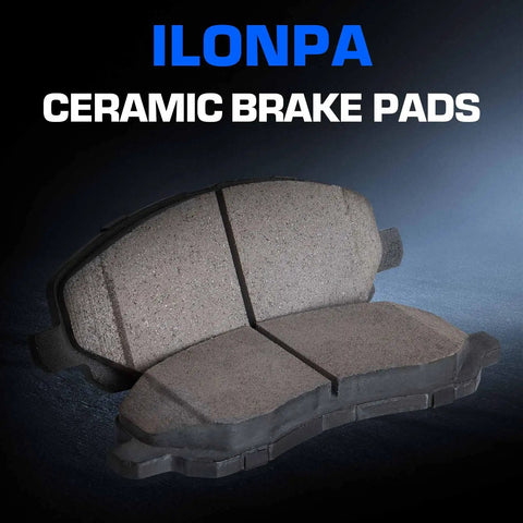 ILONPA front ceramic brake pads with hardware, 4-piece set