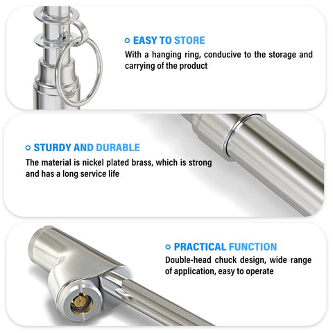 MEANLIN MEASURE tire pressure gauge, silver dual-head chuck, nickel-plated brass, 10-pack, 10–150 psi range