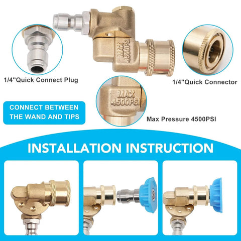 Turbo Nozzle Kit For Pressure Washers, 360 Degree Rotating Spray, 4000 PSI Max, 1 Quarter Inch Quick Connect, installation view