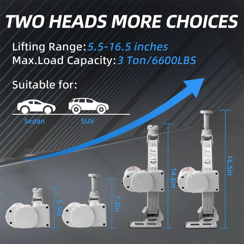 STANDTALL Electric Car Jack 3T set, 12V, 3-ton lift, four height options for sedans and SUVs.