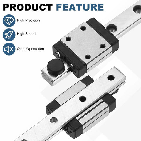 50Mm Linear Sliding Rail Guide With MGN7H Carriage Block shown with high precision features for CNC machines and 3D printers.